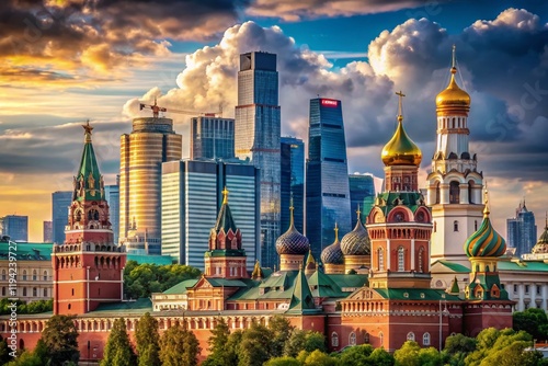 Moscow Kremlin Towers, Grand Palace & Moscow City Skyline - Urban Exploration Photography
