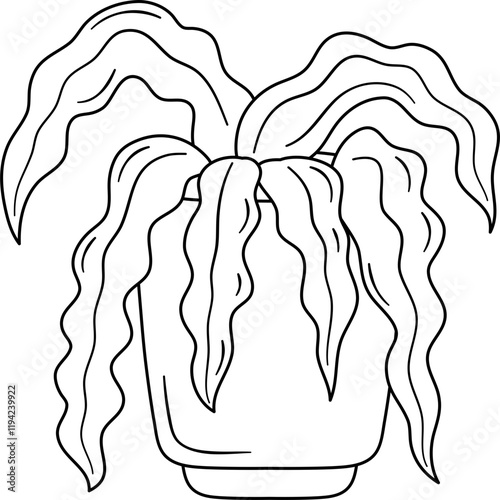 houseplant outline coloring printable for kid