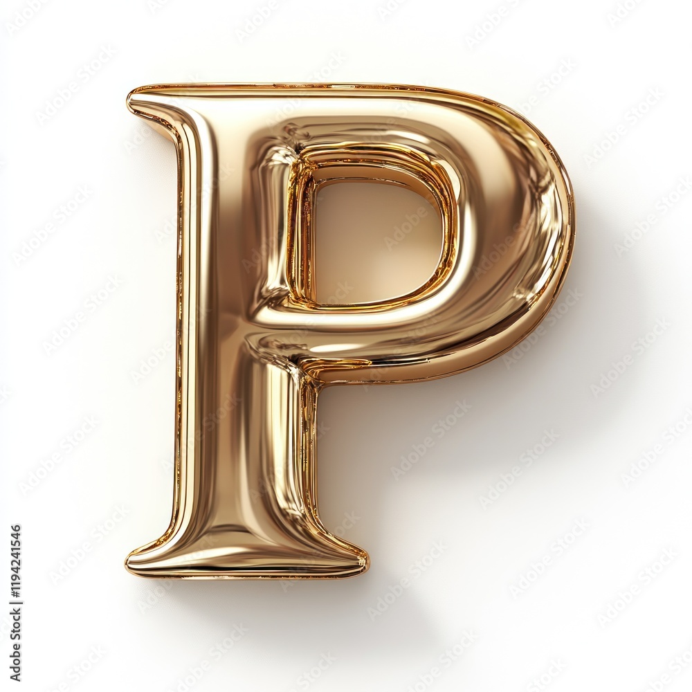 Golden Letter P: A Shiny, 3D Rendered Alphabet Golden Letter P: A Shiny, 3D Rendered Alphabet