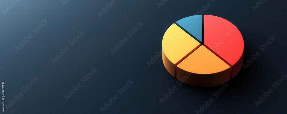 Fototapeta premium A colorful pie chart on a dark background, representing data visualization and analysis.