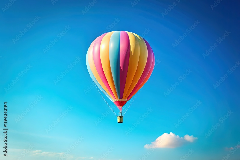 Minimalist Single Balloon Floating in a Vast Sky - Stock Photo