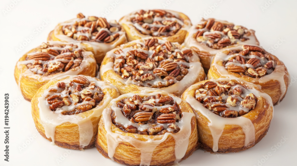 Delicious pecan pie cinnamon rolls with icing topping for dessert and breakfast delight Delicious pecan pie cinnamon rolls with icing topping for dessert and breakfast delight