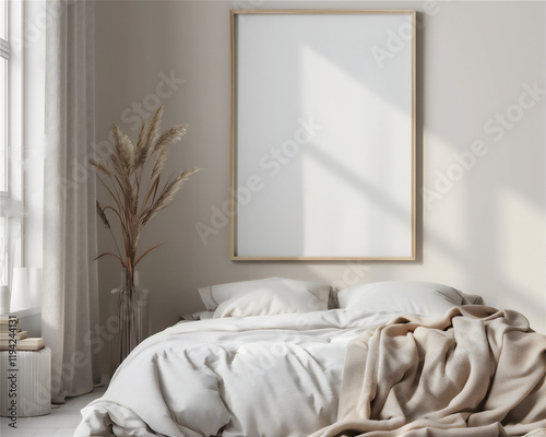 Bedroom with blank poster/photo with frame, version   7 photo