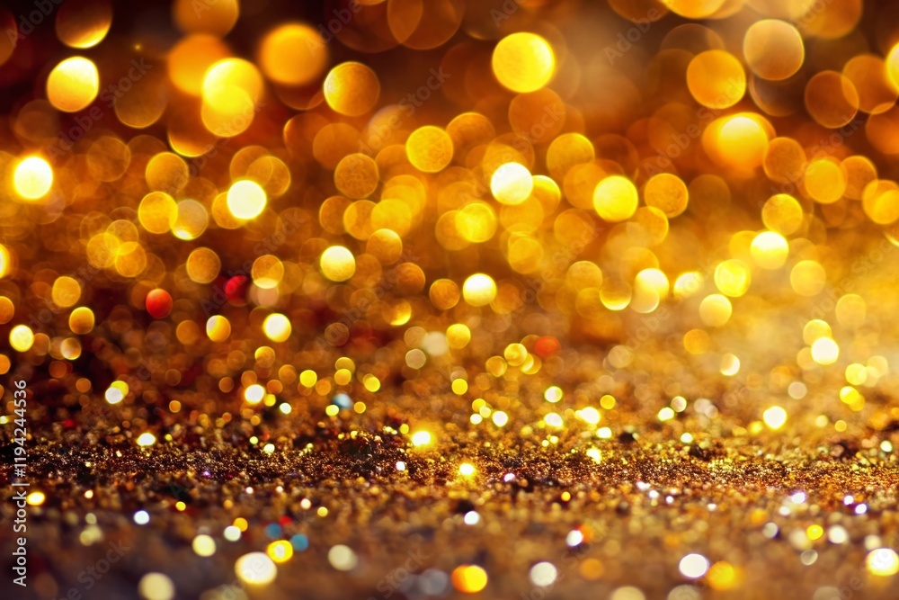 Panoramic Gold Glitter Bokeh Festive Xmas Background - Abstract Texture Banner with Copy Space Panoramic Gold Glitter Bokeh Festive Xmas Background - Abstract Texture Banner with Copy Space