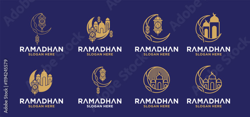 Ramadan month logo concept, collection of Islamic logos for the month of Ramadan