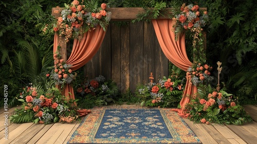 Rustic Wedding Floral Arch Decor: Romantic Garden Ceremony Backdrop