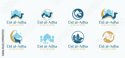 Eid al-Adha logo, Eid al-Adha Mubarak concept of Muslim mosque