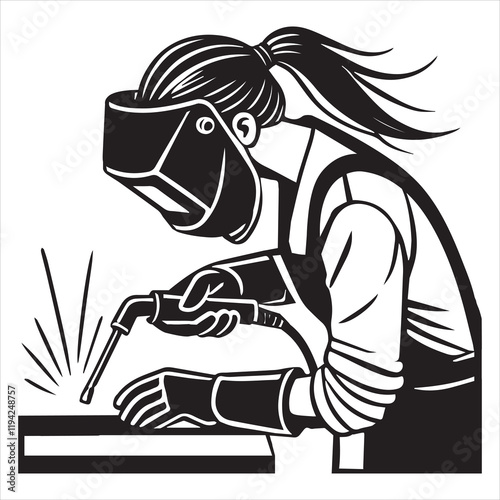Welding Steel Metal vector illustration, Welder clipart design