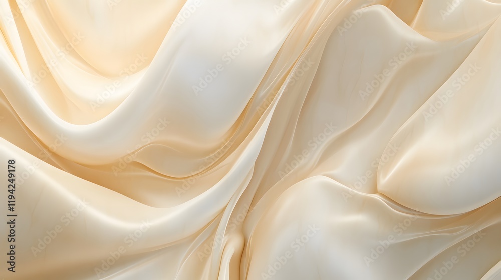 Fototapeta premium Elegant Draped Cream Colored Silk Fabric Texture