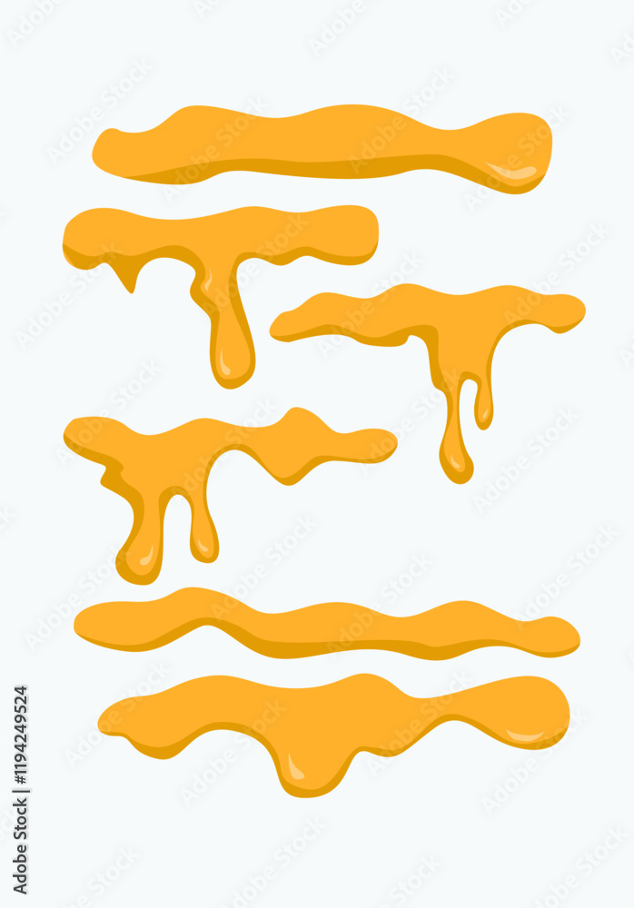 Set of orange honey drops and yellow splashes healthy syrup golden food liquid drip vector illustration.
Set of orange honey drops and yellow splashes healthy syrup golden food liquid drip vector illustration.