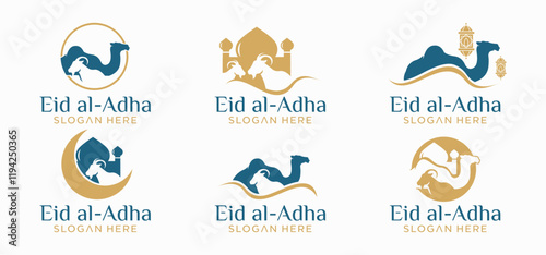Eid al-Adha logo, Eid al-Adha Mubarak concept of Muslim mosque