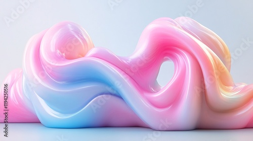 A glossy candy-like surface with swirling pastel colors