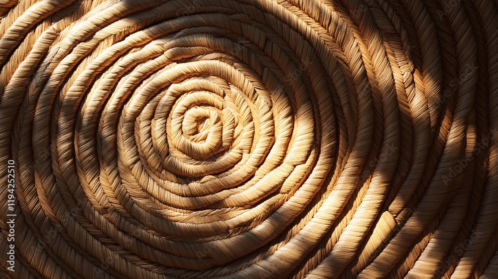 Fototapeta premium A woven basket texture with shadows casting intricate patterns