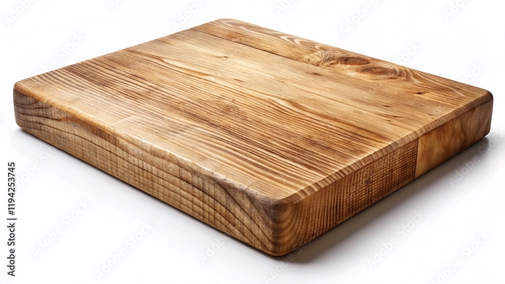 Rustic Wooden Chopping Block Isolated on White Background - Perfect for Culinary Stock Photos Rustic Wooden Chopping Block Isolated on White Background - Perfect for Culinary Stock Photos