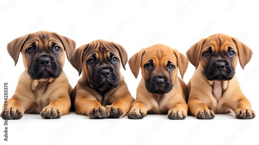 Boerboel puppies in a row for canine companionship and animal care Boerboel puppies in a row for canine companionship and animal care