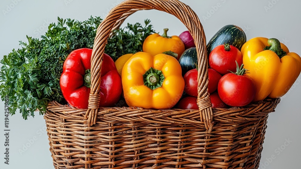 Fresh colorful vegetables in a wicker basket. (6) Fresh colorful vegetables in a wicker basket. (6)