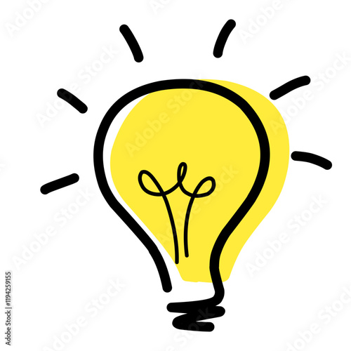 Hand drawn Yellow light bulb elements 