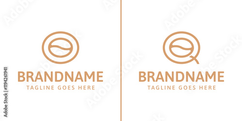 Letter O and Q Coffee Logo Set, merges typography with subtle coffee imagery, offering a professional yet inviting feel