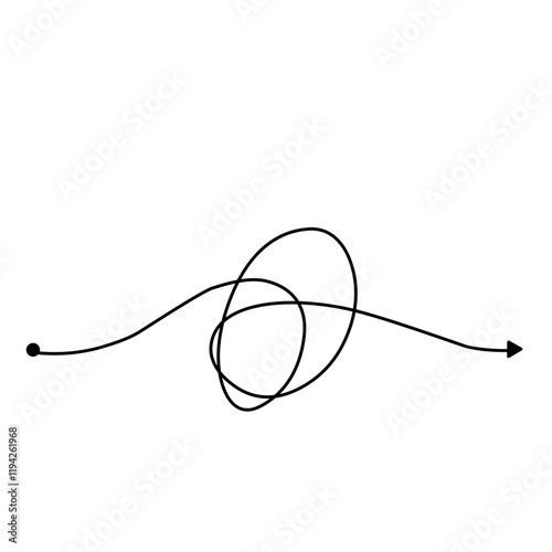 Confusion clarity or path doodle vector idea concept. simplifying the complex. messy line like hard and easy way