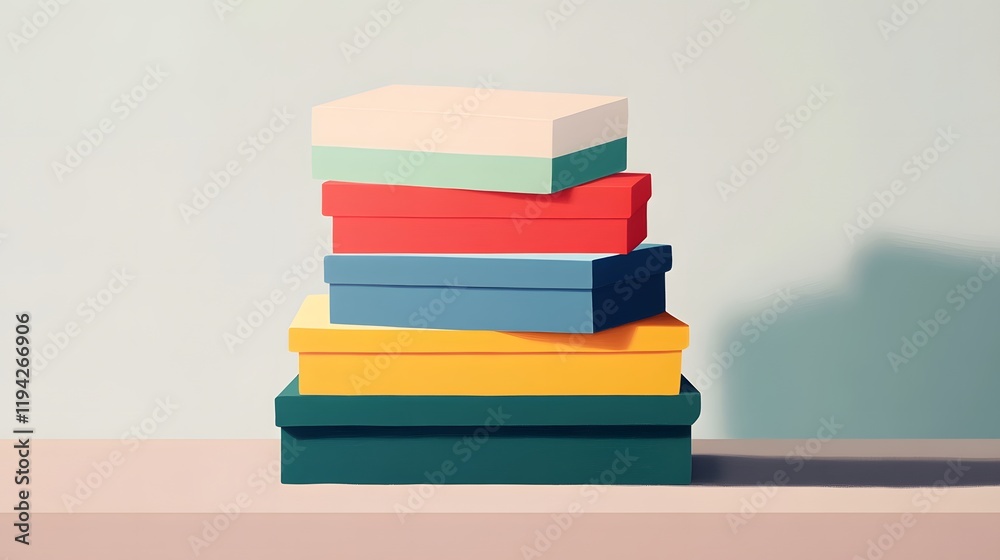 Colorful gift boxes with ribbons arranged in a 3D block design, perfect for holiday celebrations and special occasions like Christmas or birthdays