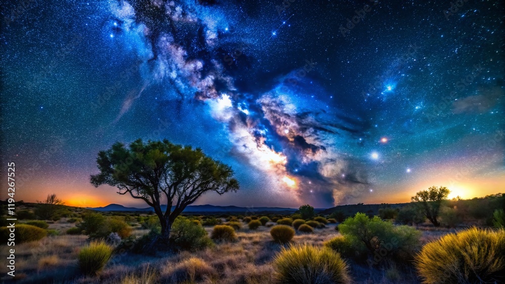 Naklejka premium Texas Starry Night Sky Landscape Photography
