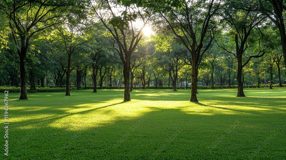 Obraz premium Serene Sunrise in a Lush Green Park