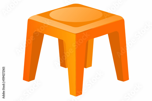 Orange plastic stool isolated on white background