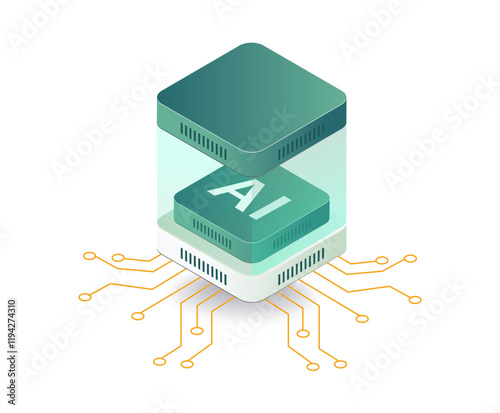 Ai technology server network concept illustration