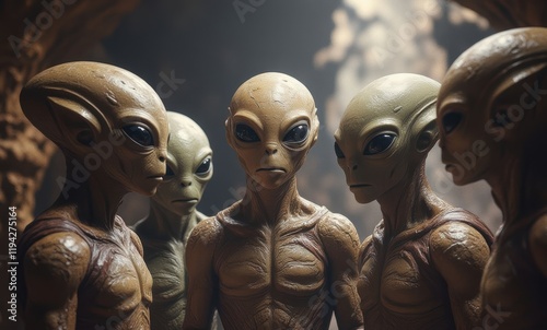 Group of five extraterrestrial beings