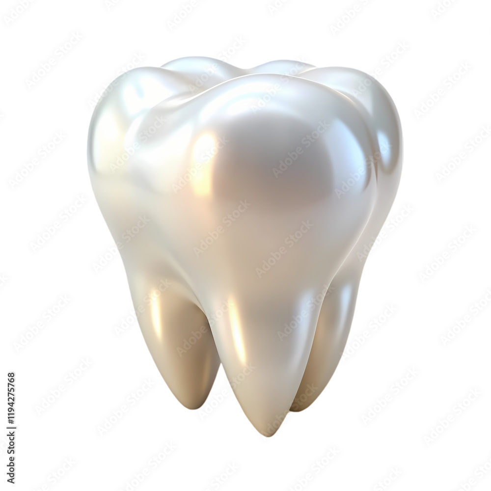 Pearly white tooth isolated on transparent background