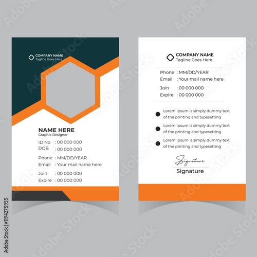 Modern ID card design template. Corporate identity card design. Professional employee id card. Vector