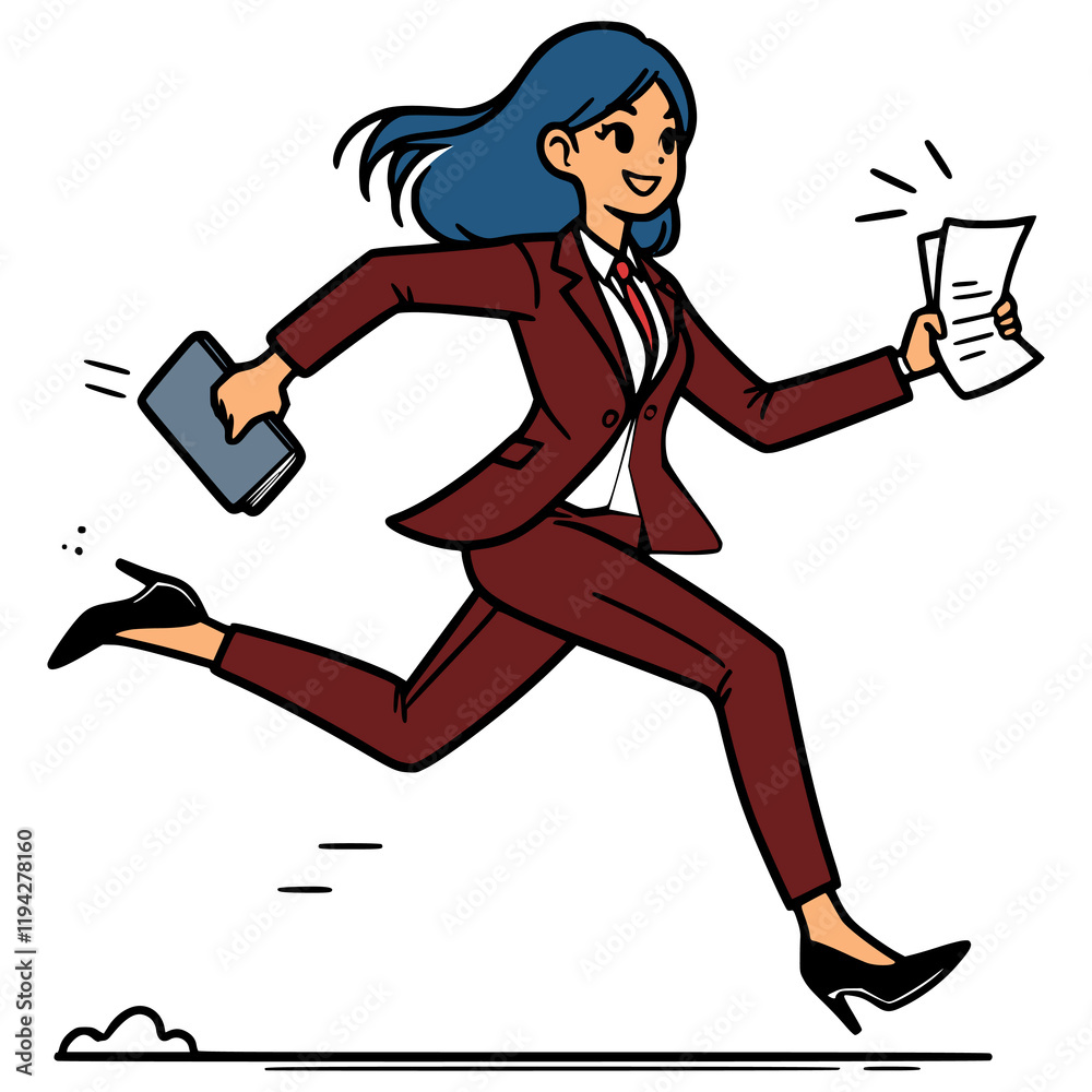 Fototapeta premium Joyful Sprint of a Career Woman Generative AI