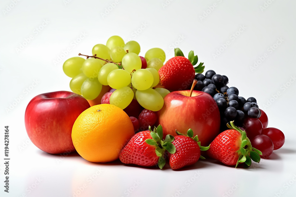 A series of colorful, ripe fruits arranged in an artful composition with a white background, perfect for health and nutrition concepts fresh fruits on white background
A series of colorful, ripe fruits arranged in an artful composition with a white background, perfect for health and nutrition concepts fresh fruits on white background