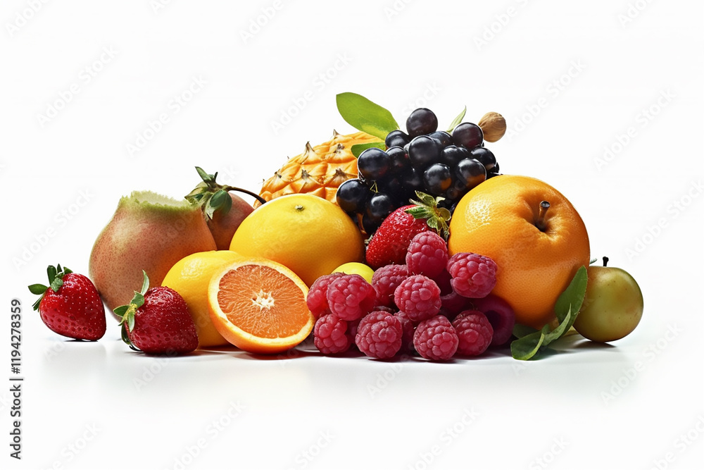 Set of various fruits for healthy food, isolated on white background fresh fruits on white background Set of various fruits for healthy food, isolated on white background fresh fruits on white background