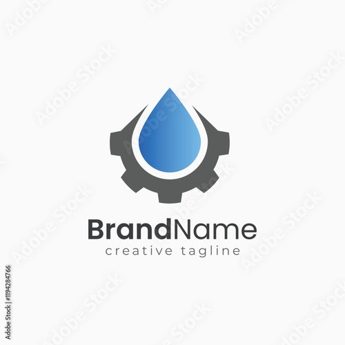 Oil company, oil, oil product, gear, drop, oil drop logo template