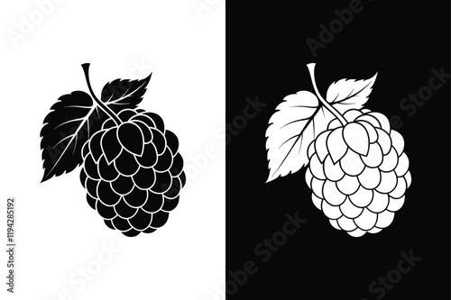 Isolated Mulberry Icon Design. Black & White Vector Silhouette Illustration