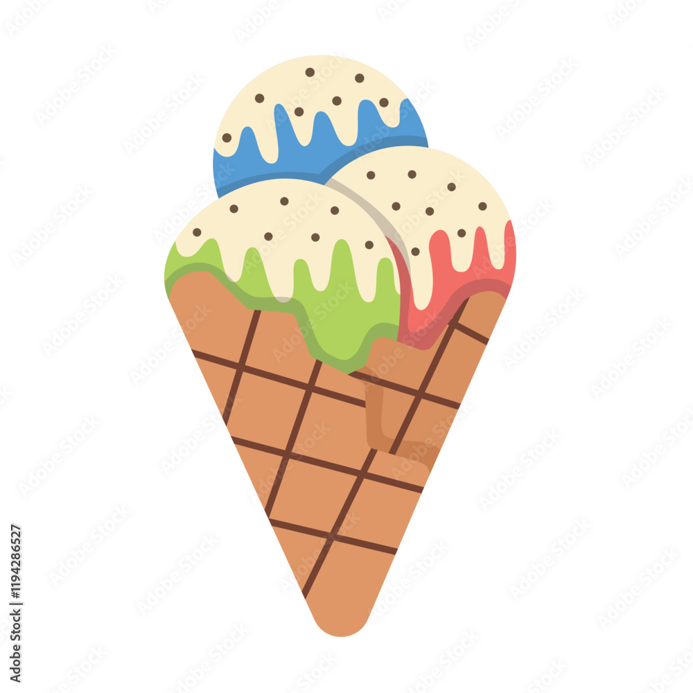 Ice Cream Cone Sweet Dessert Illustration Isolated on White Background Ice Cream Cone Sweet Dessert Illustration Isolated on White Background