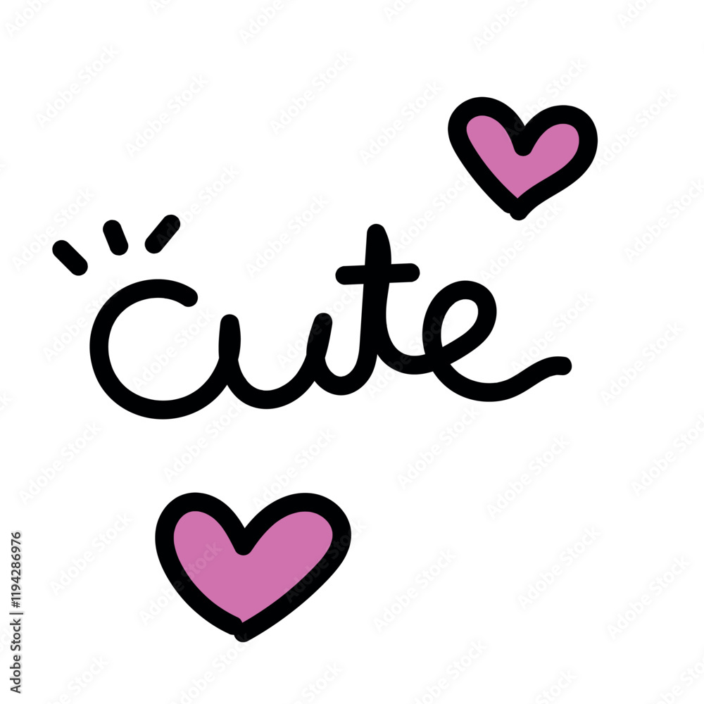 Cute Lettering Simple Doodle Hand Drawing Style Isolated on White Background Cute Lettering Simple Doodle Hand Drawing Style Isolated on White Background
