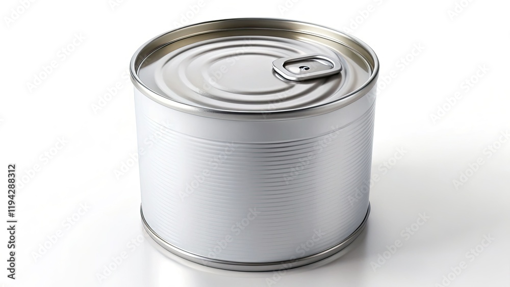 Blank white can packaging template. High-resolution aerial view, ideal for product visualization. Blank white can packaging template. High-resolution aerial view, ideal for product visualization.