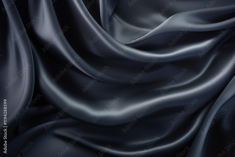 Fototapeta premium Black gray satin dark fabric texture silk backgrounds abstract.