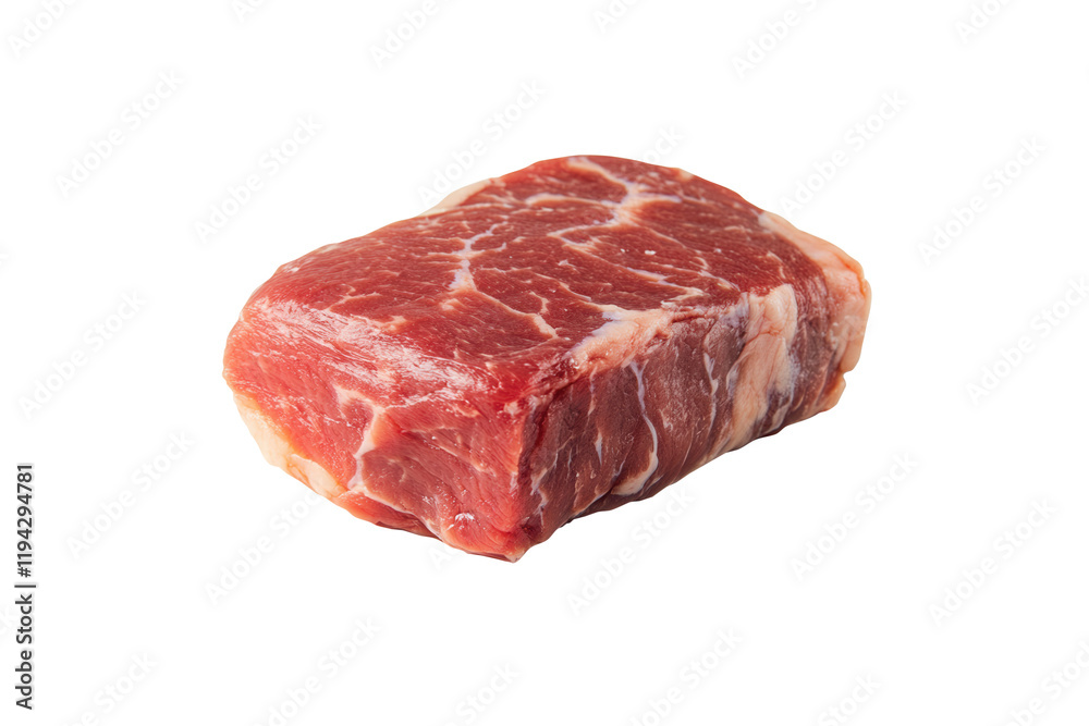 Raw steak, studio shot, white background, food prep Raw steak, studio shot, white background, food prep