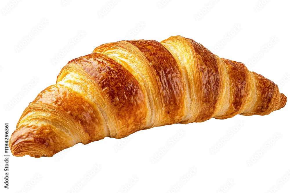 Golden croissant, bakery product, white background Golden croissant, bakery product, white background
