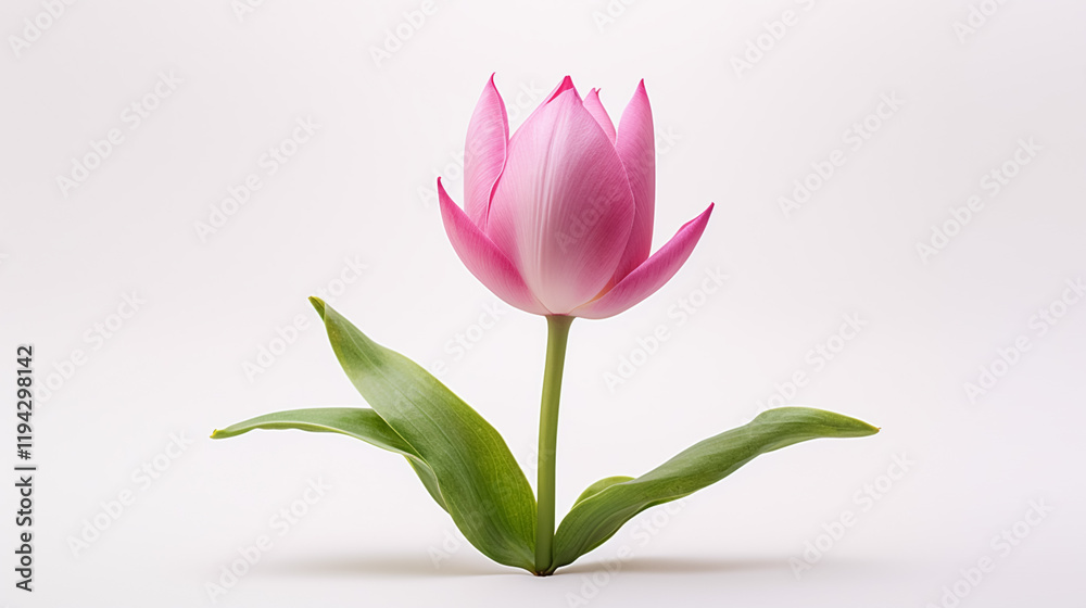 Tulipán rosado abierto, sobre fondo blanco Tulipán rosado abierto, sobre fondo blanco