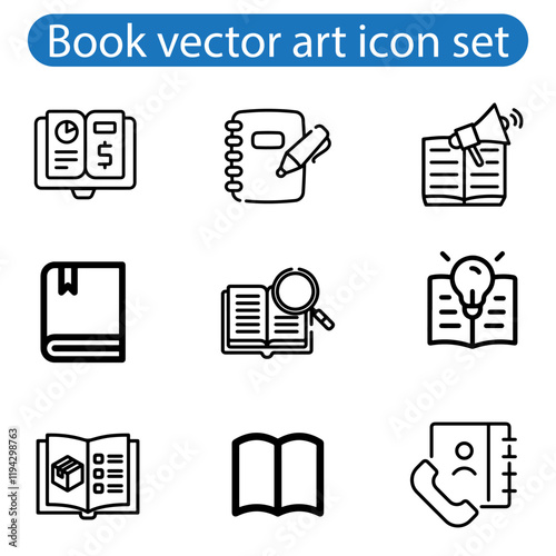 Book icon set vector art illustration. Literature book icons collection. Textbook icons on white background.