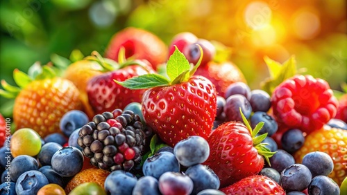 Wallpaper Mural Isolated berries burst with color in this stunning high-resolution aerial drone shot. Fresh, close-up nature photography. Torontodigital.ca
