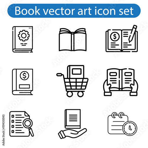 Book icon set vector art illustration. Literature book icons collection. Textbook icons on white background.