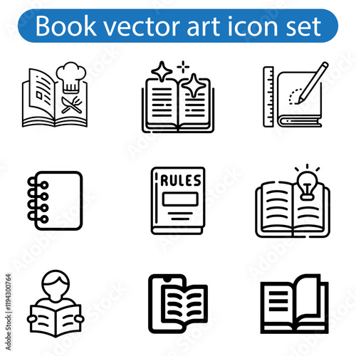 Book icon set vector art illustration. Literature book icons collection. Textbook icons on white background.