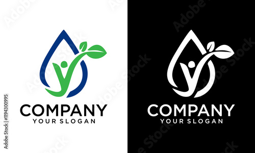 abstract human fit health jump water drop logo symbol design template illustration