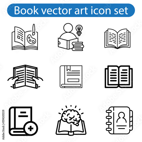 Book icon set vector art illustration. Literature book icons collection. Textbook icons on white background.