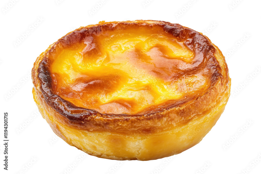 Golden Egg Tart, Bakery Treat, White Background Golden Egg Tart, Bakery Treat, White Background
